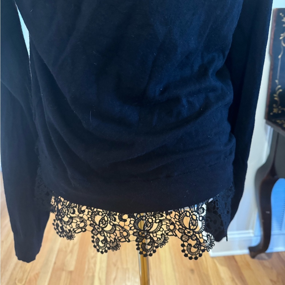 Lord & Taylor Black Lace Hem Sweater - Picture 6 of 7